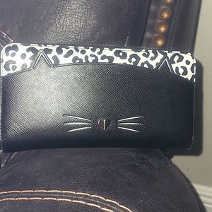 Kate Spade Meow Cat Large Continental Wallet Black Multi